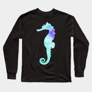 Blue seahorse silhouette Long Sleeve T-Shirt